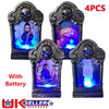 4x Halloween Light Up Tombstone Horror LED Game Props Outdoor Garden Party Decor