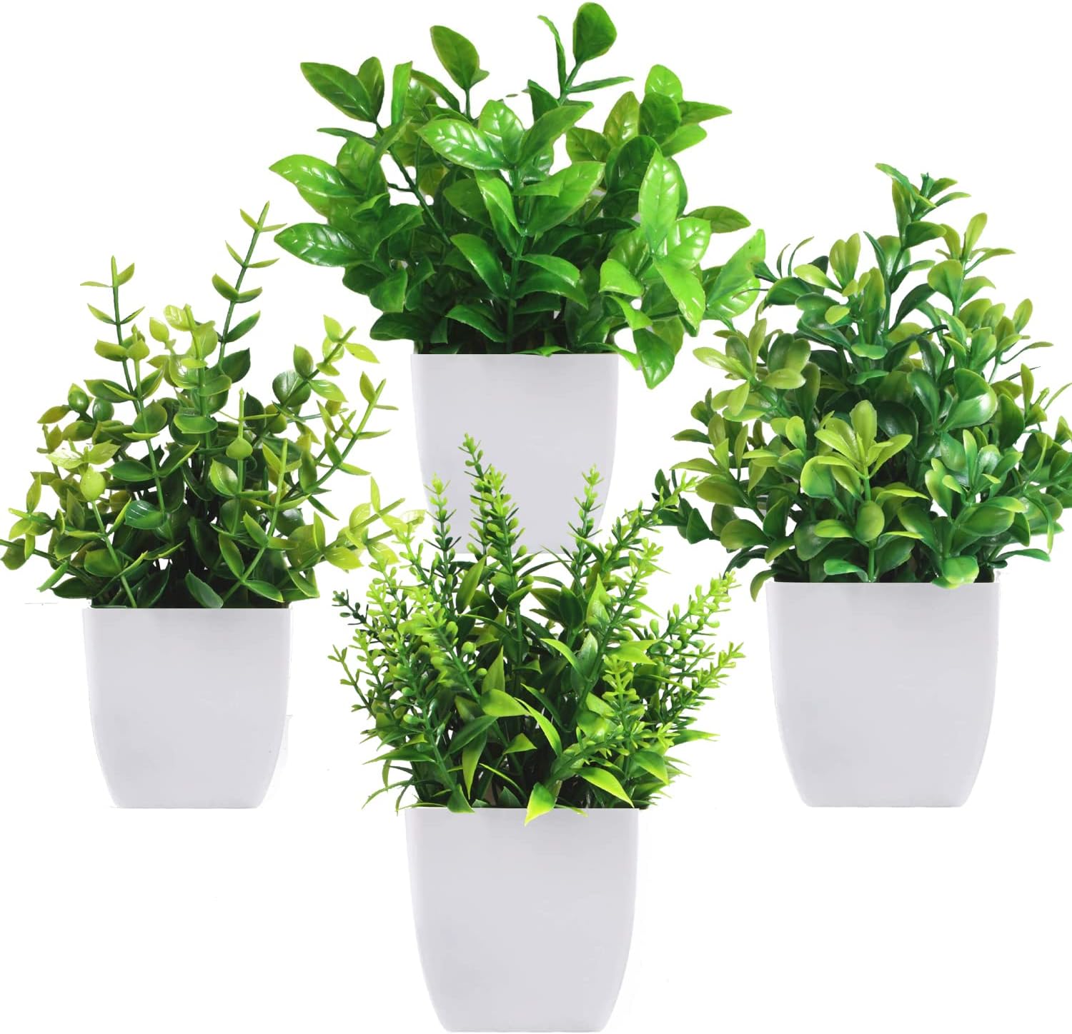 4 Pack Mini Fake Plants Small Potted Artificial Plants Plastic Plants for Home Bathroom Office Table Decoration