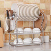 Kitchen Dish Rack Tier Drainer Cup Bowl Draining Holder Cutting Board Drip Tray