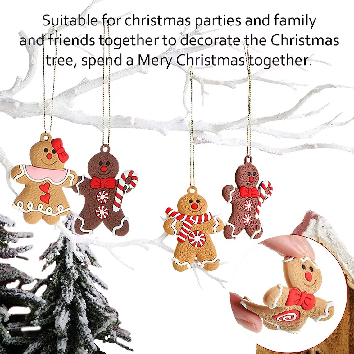 Gingerbread Man Ornaments Christmas Tree Hanging Pendant Xmas Decoration 12 pcs