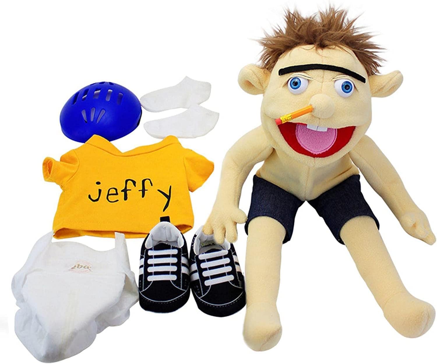 Jeffy Puppet Plush Toy Doll, 60cm Hand Puppet,Mischievous Funny Puppets Toy With Working Mouth, For Birthday Christmas Halloween Party Teaching Preschool