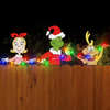 Christmas Fence Decorations Outdoor - 3Pcs Light up Christmas Yard Decorations w