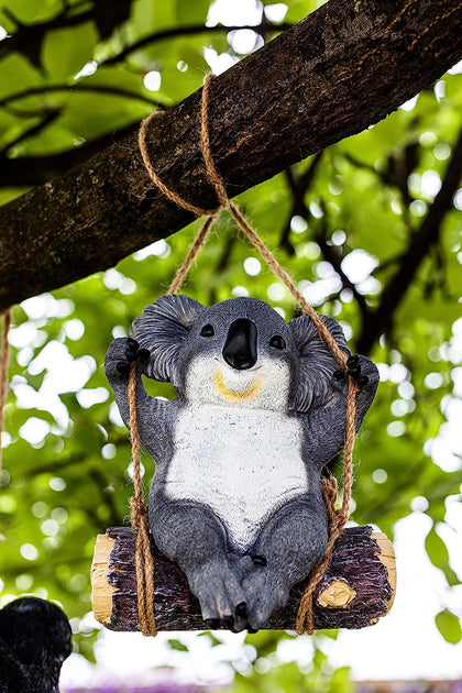 Swinging Koala Bear Resin Garden Ornament Swing Koala Indoor Outdoor Sculpture Statue Ornaments Decor Yard Art Figurines Patio Lawn