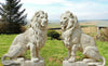 Pair Of Giant Stone Cast Sitting Lions 1.35m High, 600kg each! White Stone, Garden Ornaments, Garden Statue, Drive Way Lions 1200KGS