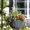 14'' Hanging Basket Rattan Faux Grey Outdoor Garden Planter Plants Flowers Slate