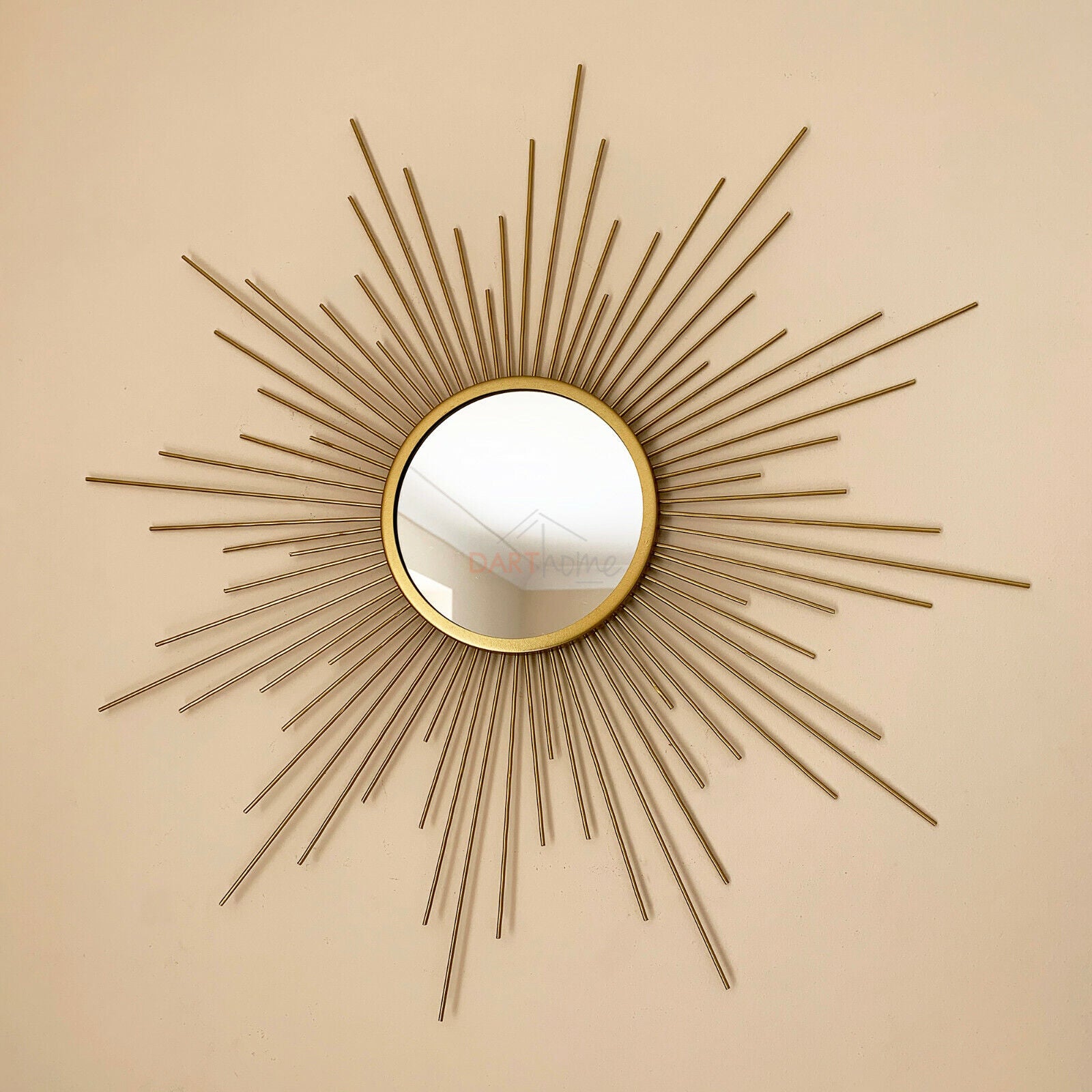 Gold Sunburst Wall Mirror 60cm Metal Frame Home Decorative Round Glass Bathroom