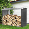 160CM Tall Steel Log Store Firewood Metal Stand Fire Wood Rack Storage Unit+Roof