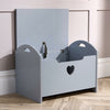 Grey Painted Wooden Storage Ottoman Bench Toy Cabinet Trunk Front Heart Cut-Out