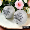 Butterfly Decor Ball Ornaments Silver Ceramic Home Art Decor Gift Set Of 2