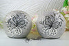 Butterfly Decor Ball Ornaments Silver Ceramic Home Art Decor Gift Set Of 2