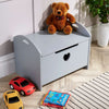 Grey Painted Wooden Storage Ottoman Bench Toy Cabinet Trunk Front Heart Cut-Out