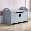 Grey Painted Wooden Storage Ottoman Bench Toy Cabinet Trunk Front Heart Cut-Out