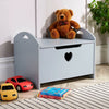 Grey Painted Wooden Storage Ottoman Bench Toy Cabinet Trunk Front Heart Cut-Out