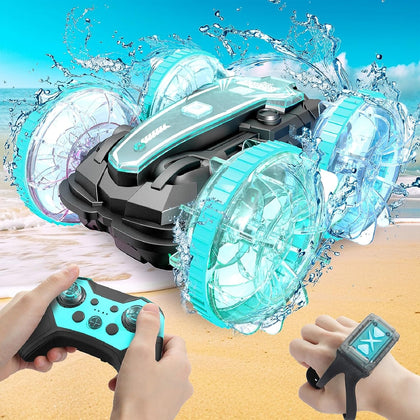 Remote Control Cars, Amphibious RC Car for 4 5 6 7 8 9 Years Old, 4WD Off-Road Toy Car, Waterproof Stunt Car Toy Vehicle, 360° Rotating Toy Car Perfect Birthday for 8-12 Years Old Kids