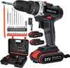 SMILOVII 21V Cordless Drill Driver, Power Drills Cordless with 2 Batteries 2000mAh, 45Nm Max Hammer Drill, 25+3 Torque Electric Drills Set, 3/8" Chuck,2 Speeds LED Light, 35Pc DIY Screwdriver Set See less