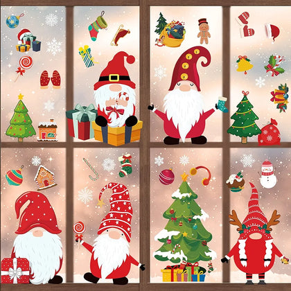 400 Pcs Christmas Window Stickers 12 Sheets Reusable Christmas Window Decorations Christmas Theme Party