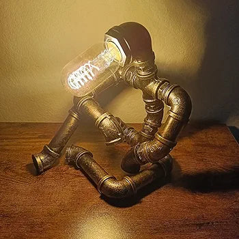 Steampunk Lamp Robot Table Lamp Retro Industrial Vintage Water Pipe Lamp for Room Decor Bedside Light Office New Year Gifts