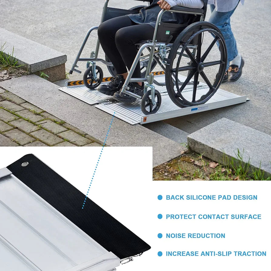 Aluminum Wheelchair Ramp, gardhom 122x72x5cm Folding Wheelchair Ramp for Steps with 272KG Loading Capacity Ramps for Scooters with PVC Handles for Home Stairs Doorway
