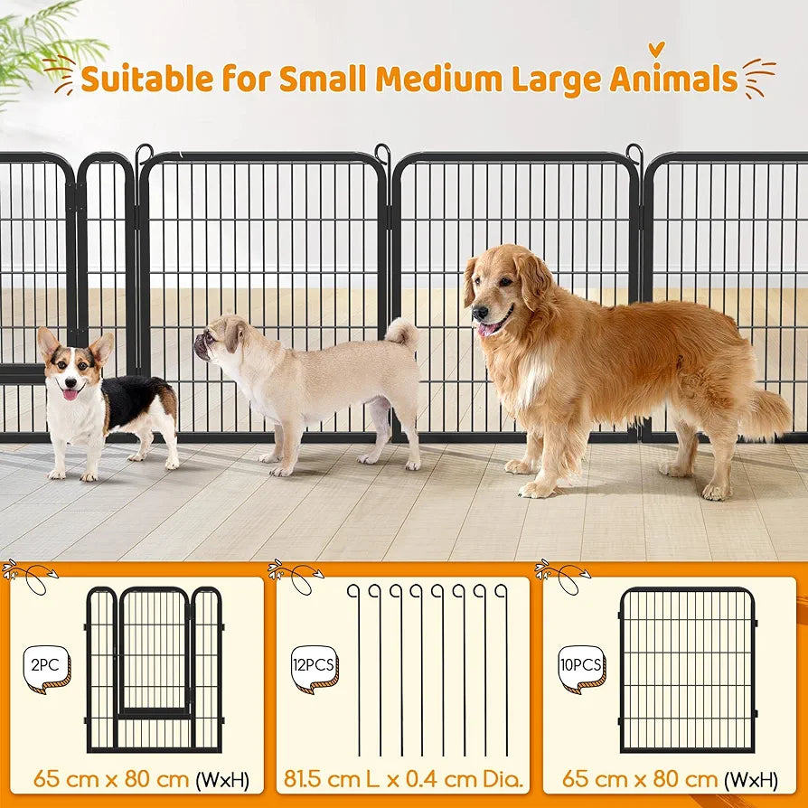 Lightweight Dog Playpen, 12 Panel 80cm Dog Fence Pet Exercise Pen for Large/Medium Dogs Portable Puppy Play Pen Suitable for RV/Camping