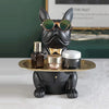 Resin Cool Dog Sculpture Bulldog Decorative Figurine Storage Tray Coin Bank Entrance Key Snack Holder Modern Art Statue Home Desktop Ornament