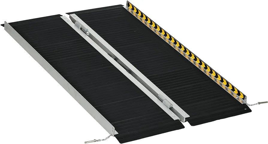 Wheelchair Ramp, 272KG Capacity, Folding Aluminium Threshold Ramp with Non-Skid Surface, Transition Plates Above and Below for Home, Steps, Stairs, Curbs, Doorways