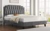 Bed Frame Upholstered Platform Bed with Adjustable Button Tufted Headboard/Velvet Fabric/Sturdy Wooden Slat Support/No Box Spring Needed, Dark Grey