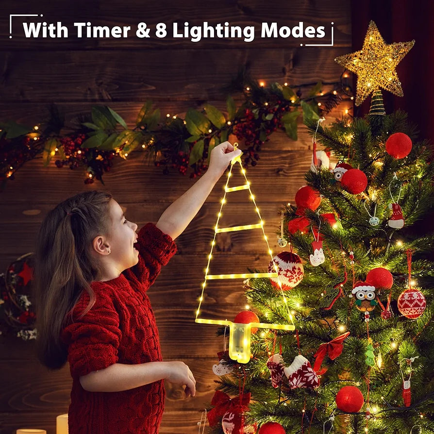Christmas Lights - 2ft LED Ladder Christmas Lights with Timer, 8 Modes, Waterproof Ladder Christmas Tree Lights for Outdoor Indoor