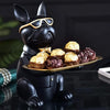 Resin Cool Dog Sculpture Bulldog Decorative Figurine Storage Tray Coin Bank Entrance Key Snack Holder Modern Art Statue Home Desktop Ornament