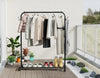 Clothes Rail, Portable Clothes Rack with Hook and Metal Storage Shelf with Wheels