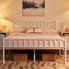 Metal Bed Frame  Modern Style Bed with Headboard and Footboard, Solid Slatted Bed Base