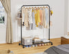Clothes Rail, Portable Clothes Rack with Hook and Metal Storage Shelf with Wheels