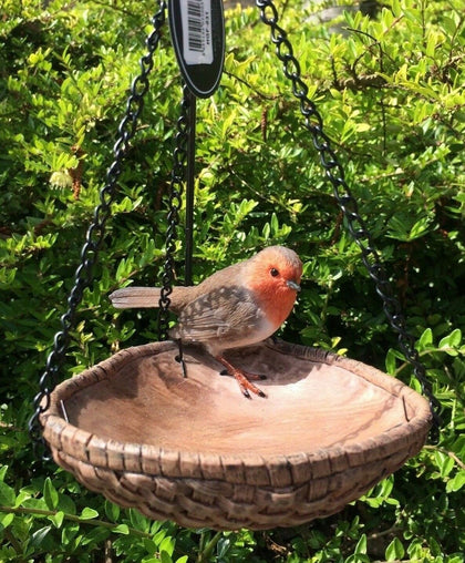 Robin Feeder Heart Shaped Hanging Resin Vivid Arts Garden Ornament