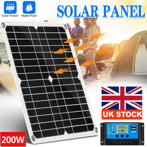 200W Solar Panel Kit Battery Charger & 100A Controller For Car Van Caravan Boat