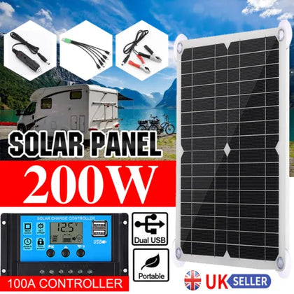 200W Solar Panel Kit Battery Charger & 100A Controller For Car Van Caravan Boat