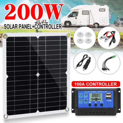 200W Solar Panel Kit Battery Charger & 100A Controller For Car Van Caravan Boat