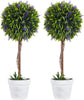 Set of 2 Decorative Artificial Plants Ball Trees with Lavender Flowers in Pot Fake Plants for Home Indoor Outdoor Decor, 60cm