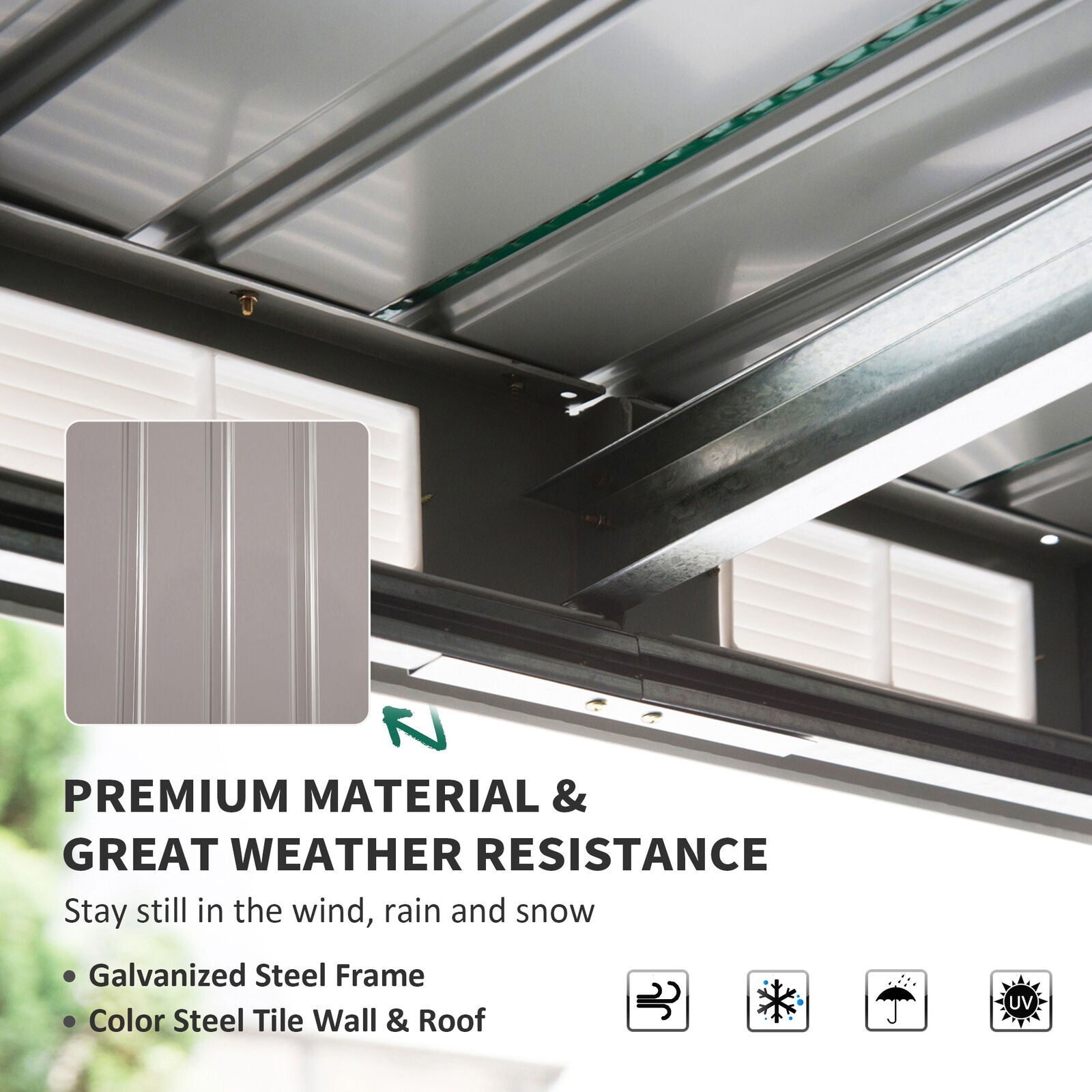 7 x 4ft Metal Garden Storage Shed w/ Double Door & Ventilation Grey