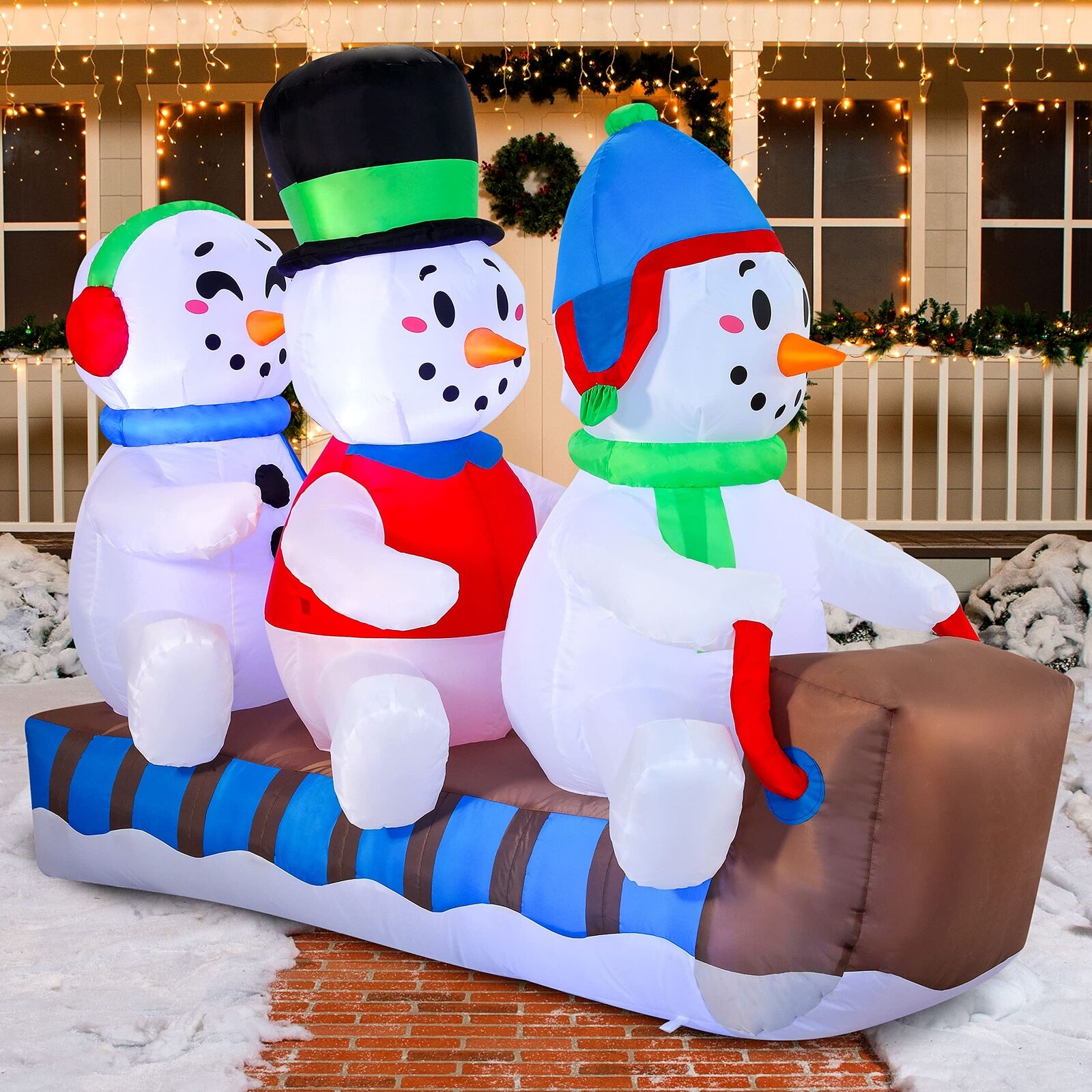 Hot 6 FT Christmas Snowman Inflatable with Build-in LEDs Blow Up Inflatable