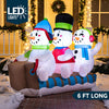 6 FT Long Christmas Inflatable Snowman with Build-in LEDs for Christmas