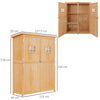 Wooden Garden Shed Tool Storage Cabinet Double Door Shelf Natural Wood