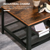 2-Tier Wooden Coffee Table Retro Industrial Style Side Desk Living Room Shelf