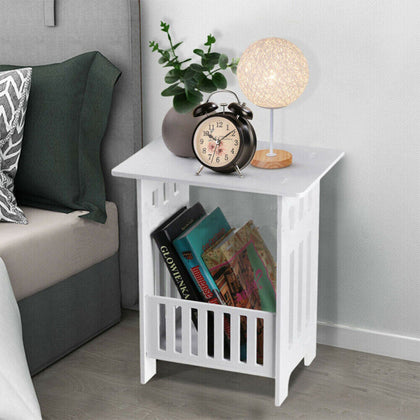 Small Bedside Table Cabinet Side End Coffee Tea Table Nightstand Storage Shelf