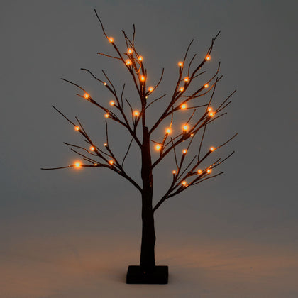 60cm Black Glitter Mini Halloween Twig Tree Lamp Decoration With LED Lights