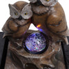 Owl Water Feature Fountain Electric LED Rotating Ball Garden Home Counter Decor