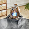 Owl Water Feature Fountain Electric LED Rotating Ball Garden Home Counter Decor