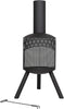 360 Chimenea 115cm Tall - Contemporary Patio Heater - Wood Burning - Black