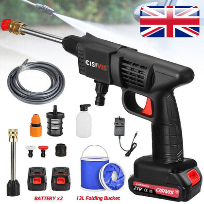 2 Battery Portable Cordless Car High Pressure Washer Jet Water Wash Cleaner Gun