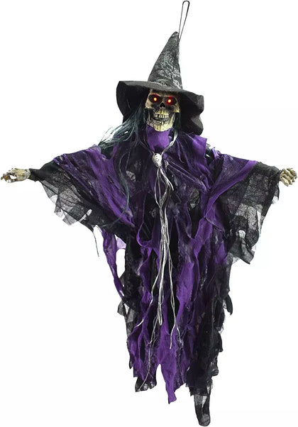 Halloween Hanging Witch Scary Screaming Skeleton Haunted House Decoration Props