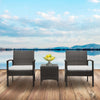 3pcs Rattan Set 2pcs Arm Chairs 1pc Coffee Table Rattan Sofa Set Brown Gradient