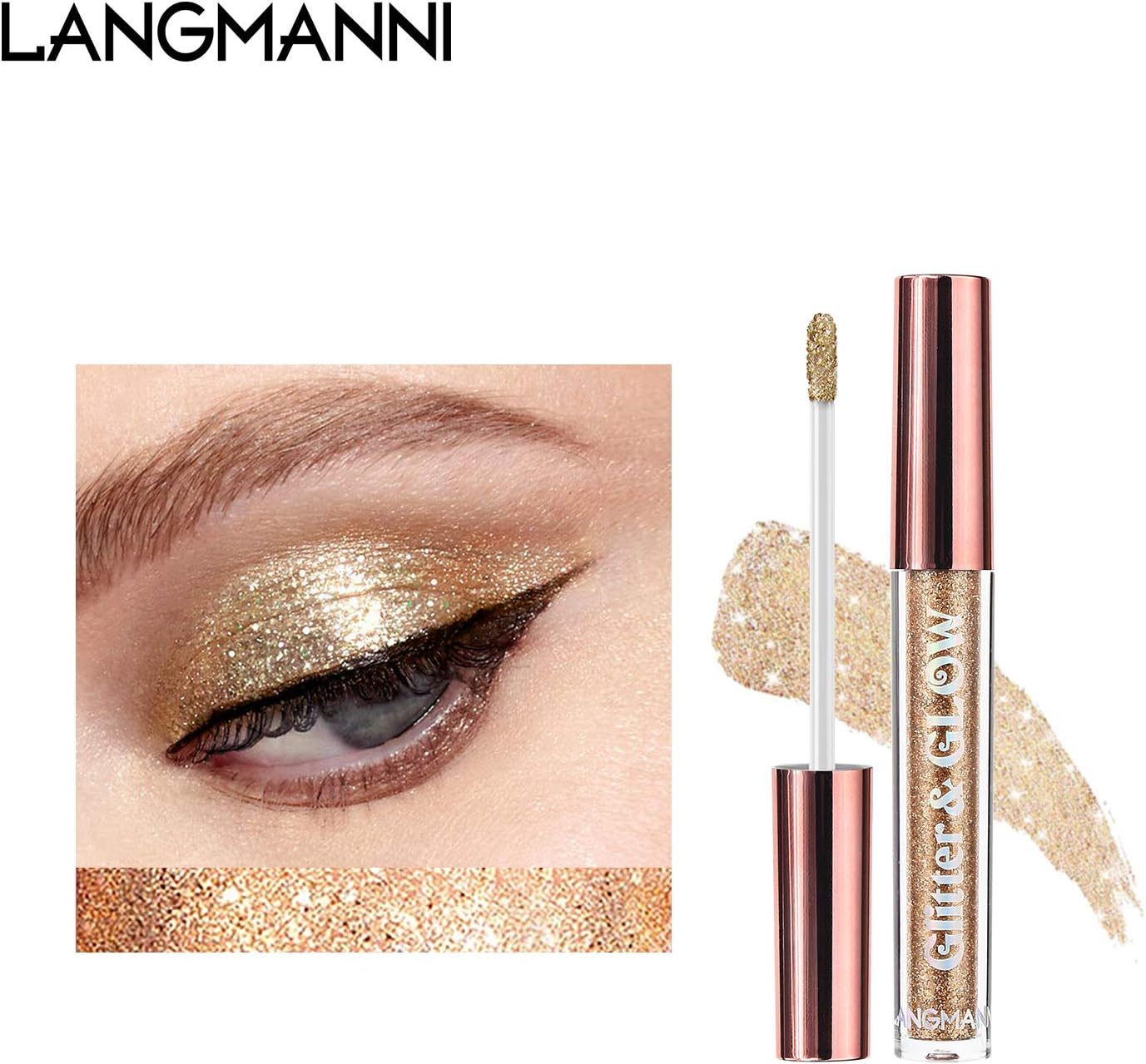 10 Pcs Liquid Glitter Eyeshadow Metallic Shimmer&Sweatproof Makeup Set